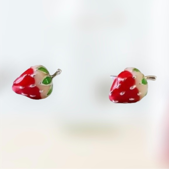 - - Sterling silver Strawberry Earrings - Picture 2 of 6